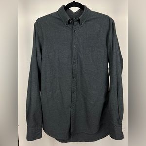 Uniqlo Mens Flannel Cotton Button Down Shirt in Gray and Size Small